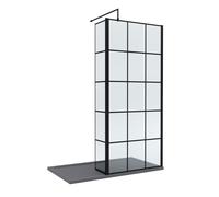 Balterley 8mm Glass Wetroom Screen, Return Black Framed & Tray 1400 x 800mm Balterley Black