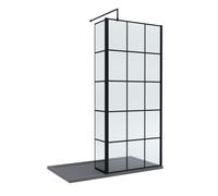 Balterley 8mm Glass Wetroom Screen, Return Black Framed & Tray 1400 x 900mm Balterley Black