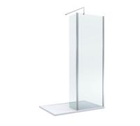8mm Glass Walk In Wetroom Screen and Hinged Return Screen with Chrome Profile and Shower Tray - 1200 x 700mm
