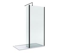 8mm Glass Wetroom Screen and Return Matt Black and Tray 1400 x 700mm Balterley Black One Size