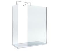 8mm Glass Wetroom Screens Chrome Profile and Tray 1700 x 700mm Balterley White One Size
