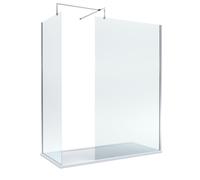 8mm Glass Wetroom Screens Chrome Profile and Tray 1700 x 800mm Balterley White One Size