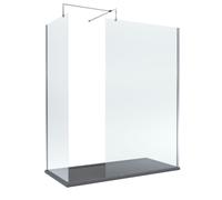 Balterley 8mm Glass Wetroom Screens Chrome & Slate Grey Tray 1700 x 700mm in Silver Balterley Silver