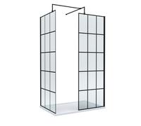 8mm Glass Walk In Wetroom Screens with Matt Black Framed Design and White Shower Tray - 1200 x 700mm