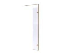 Balterley Wetroom Shower Return Screen with Support Bar, Hinged Glass Shower Screen for Wet Room and Bathroom, 8mm Toughened Safety Glass Return Screens - 322 x 1850mm (Brushed Brass)