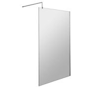 Wetroom 8mm Toughened Safety Glass Screen and Support Bar 1200mm x 1850mm - Polished Chrome
