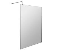 Balterley 8mm Toughened Safety Glass Wetroom Screen With Support Bar: 1200mm X 1950mm, Polished Chrome