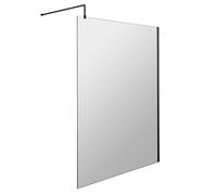Wetroom 8mm Toughened Safety Glass Screen and Support Bar 1200mm x 1850mm - Satin Black