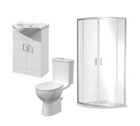 Balterley 900mm Quadrant Shower Enclosure Suite With Shower Enclosure, Shower Tray, Waste, Vanity Basin Unit, Toilet And Seat - Chrome/white