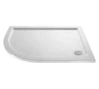 Balterley 900 x 760 mm Offset Quadrant Shower Tray Left Hand, Slimline Shower Trays, Durable Stone Resin Base Trays for Bathroom Enclosure Cubicle, Tray for Wetroom Showers (White)