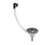 Balterley Kitchen Sink Waste Kit with Basket Strainer & Round Overflow, 1/2 inch Sink Waste Pipe, Stainless Steel Kitchen Overflow Kit, 90mm Standard Fittings - 115 x 115 x 63mm (Brushed Pewter)