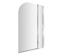Balterley 998 x 1430mm Bath Shower Screen, Round Corner Shower Screens for Baths, 6mm Toughened Safety Bath Door Screen, 180° Pivot Double Panel Reversible Door Screens for Straight Baths (Chrome)