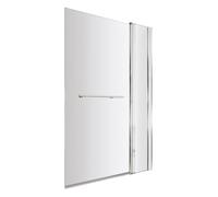 Balterley 998 x 1433mm Bath Shower Screen, Rectangular Shower Screens for Baths with Fixed Panel & Towel Rail, 6mm Toughened Safety Bath Door Screen, 180° Pivot Double Panel Reversible Door (Chrome)