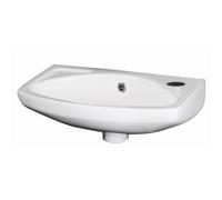 Balterley 450mm Bathroom Sink, Wall Hung Ceramic Round Bowl Bathroom Wash Basin Sink with Overflow, 1 Tap Hole, Wall Mounted Basin Sinks for Bathrooms and Cloakroom - 450 x 280 x 155mm (White)
