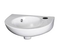 Balterley Adley Cloakroom Wall Hung 1 Tap Hole Round Basin, Overflow 450mm White