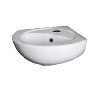 Balterley Adley Cloakroom Wall Hung Corner 1 Tap Hole Basin Overflow 450mm White