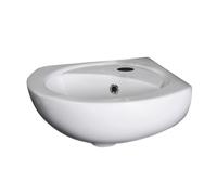 Balterley Adley Cloakroom Wall Hung Corner 1 Tap Hole Ceramic Basin with Overflow 450mm - White