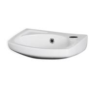 Balterley 350mm Bathroom Sink, Wall Hung Ceramic Round Bowl Bathroom Wash Basin Sink with Overflow, 1 Tap Hole, Wall Mounted Basin Sinks for Bathrooms and Cloakroom - 350 x 280 x 140mm (White)