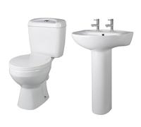 Balterley Adley Suite Close Coupled Toilet, Dual Flush & 550mm Full Pedestal in White Balterley White