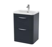 Balterley Aldershawe 600mm Floor Standing 2 Drawer Vanity Unit With 1 Tap Hole Ceramic Basin - Dark Grey