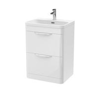 Balterley Aldershawe 600mm Floor Standing 2 Drawer Vanity Unit With Ceramic Basin - Gloss White