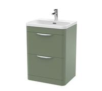Balterley Aldershawe 600mm Floor Standing 2 Drawer Vanity Unit With Ceramic Basin - Satin Green