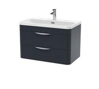 Balterley Aldershawe 800mm Wall Hung 2 Drawer Vanity Unit With Thin-Edge Ceramic Basin - Dark Grey