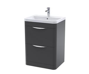 Balterley Aldershawe Contemporary Floor Standing 2 Drawer Vanity Unit & Basin, Dark Grey, 600mm