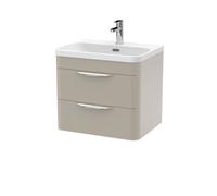 Balterley Aldershawe Contemporary Wall Hung 2 Drawer Vanity Basin Unit, Thin Edge Ceramic Basin, 600mm, Pebble Grey