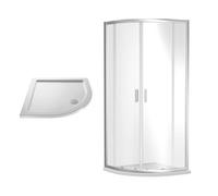 Balterley Almington Sliding Shower Door Bundle: Side Panel & Slimline Tray, 800 X 800 mm Chrome/white