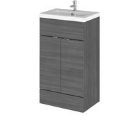 Balterley Alrewas Contemporary 2 Door Floor Standing Vanity Unit With Basin, Anthracite Woodgrain, 500mm