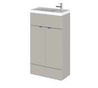 Balterley Alrewas Contemporary 2 Door Floor Standing Compact Vanity Unit With Basin, Pebble Grey, 500mm