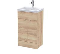 Balterley Alrewas Contemporary 2 Door Floor Standing Vanity Unit With Basin, Bleached Oak, 500mm