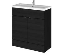Alrewas Contemporary 2 Door Floor Standing Vanity Unit with Basin, Charcoal Black, 800mm