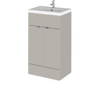 Balterley Alrewas Contemporary 2 Door Floor Standing Vanity Unit With Basin, Pebble Grey, 500mm