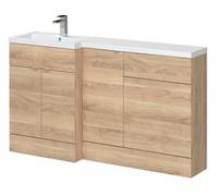 Alrewas Contemporary 2 Door Left-Hand Floor Standing Combination Unit with Basin, Bleached Oak, 1500mm