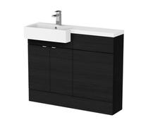 Alrewas Contemporary 2 Door Left-Hand Floor Standing Combination Unit with Basin, Charcoal Black, 1100mm