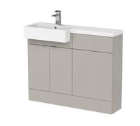 Balterley Alrewas Contemporary 2 Door Left-Hand Floor Standing Combination Unit With Basin, Pebble Grey, 1100mm