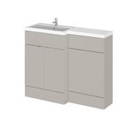 Balterley Alrewas Contemporary 2 Door Left-Hand Floor Standing Combination Unit With Basin, Pebble Grey, 1100mm