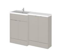 Balterley Alrewas Contemporary 2 Door Left-Hand Floor Standing Combination Unit With Basin, Pebble Grey, 1200mm