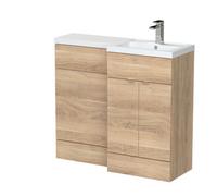 Balterley Alrewas Contemporary 2 Door Right-Hand Floor Standing Combination Unit With Basin, Bleached Oak, 1000mm