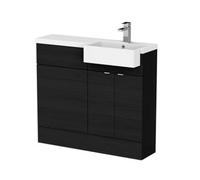 Balterley Alrewas Contemporary 2 Door Right-Hand Floor Standing Combination Unit With Basin, Charcoal Black, 1000mm