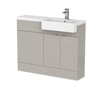 Balterley Alrewas Contemporary 2 Door Right-Hand Floor Standing Combination Unit With Basin, Pebble Grey, 1100mm