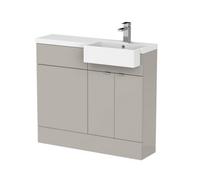 Balterley Alrewas Contemporary 2 Door Right-Hand Floor Standing Combination Unit With Basin, Pebble Grey, 1000mm