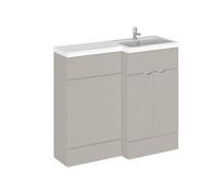 Balterley Alrewas Contemporary 2 Door Right-Hand Floor Standing Combination Unit With Basin, Pebble Grey, 1000mm