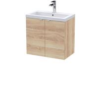 Balterley Alrewas Contemporary 2 Door Wall Hung Vanity Unit With Basin, Bleached Oak, 600mm