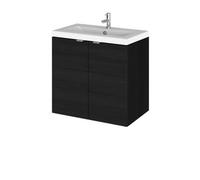 Alrewas Contemporary 2 Door Wall Hung Vanity Unit with Basin, Charcoal Black, 600mm