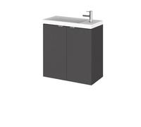 Balterley Alrewas Contemporary 2 Door Wall Hung Vanity Unit With Basin, Gloss Grey, 500mm