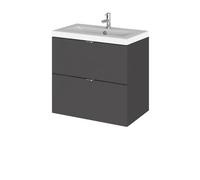 Balterley Alrewas Contemporary 2 Drawer Wall Hung Vanity Unit With Basin, Gloss Grey, 600mm