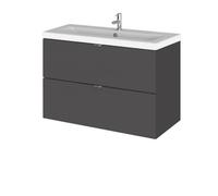 Balterley Alrewas Contemporary 2 Drawer Wall Hung Vanity Unit With Basin, Gloss Grey, 800mm